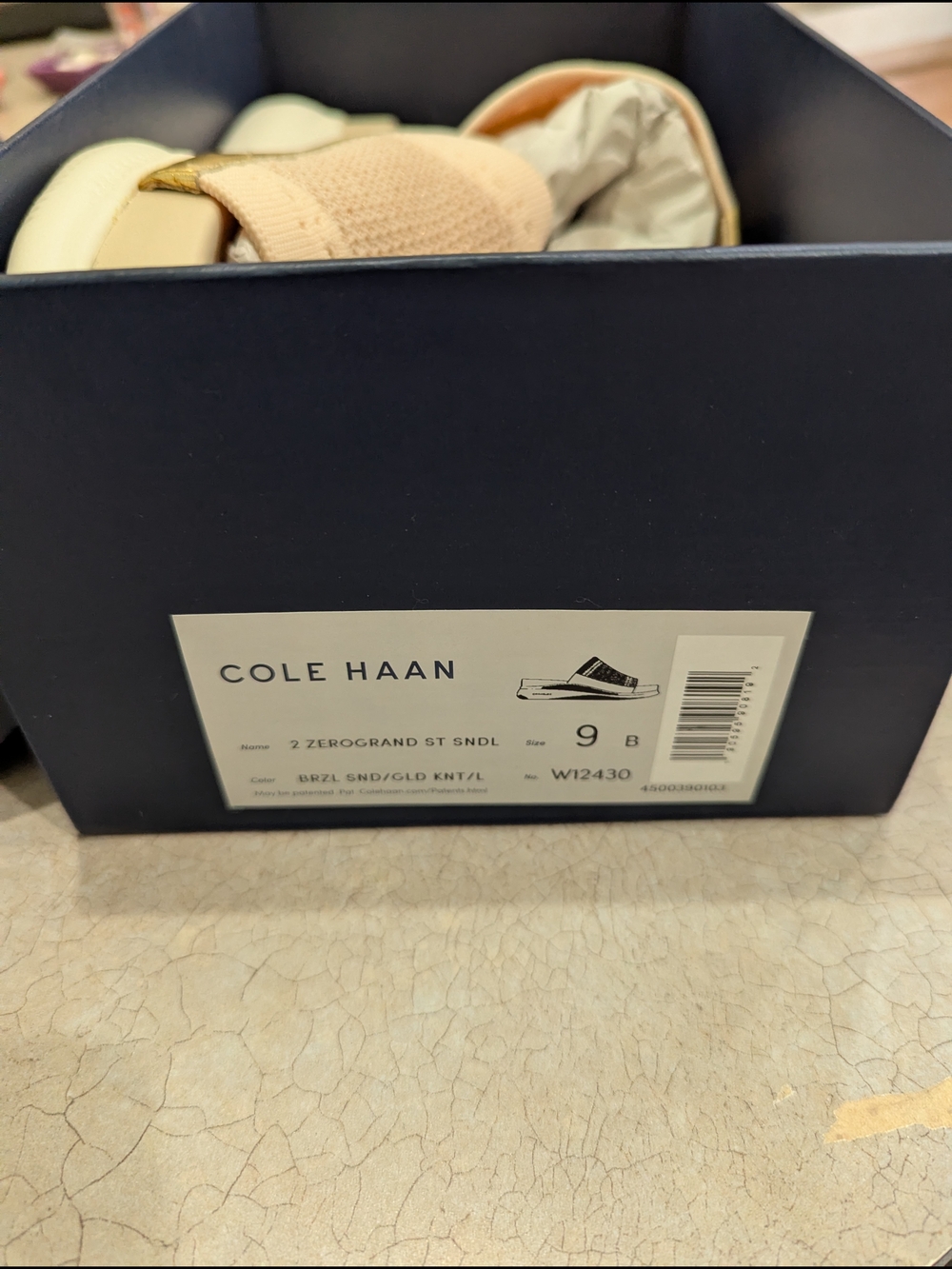 Cole Haan 2.ZERØGRAND Stitchlite Sandal in Blush and Gold